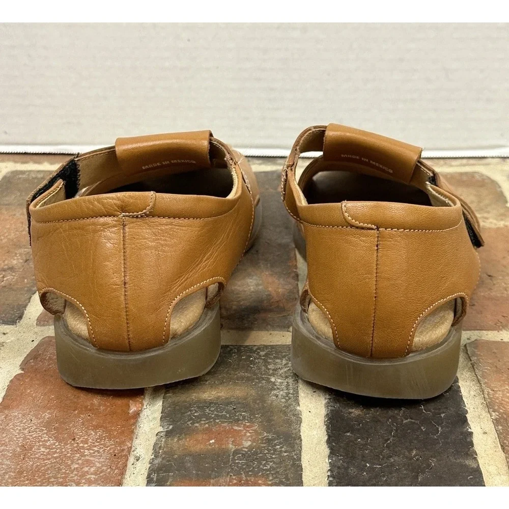 Brown Tan Leather Sandals Closed Toe Casual Fridays Fisherman Shoes Men's 9
